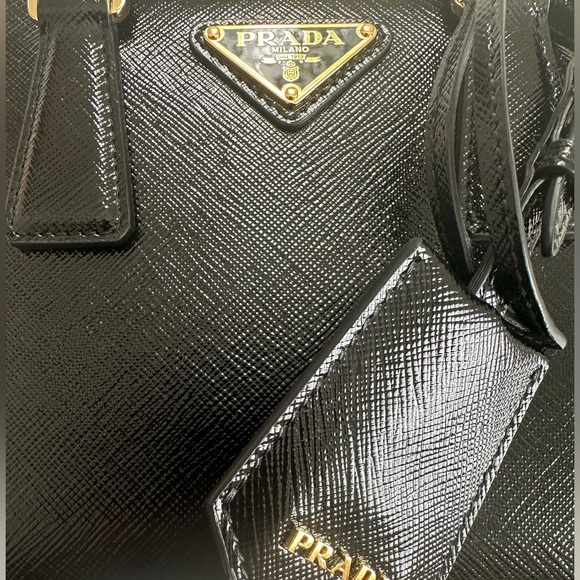 BRAND NEW! Authentic PRADA Saffiano Vernice Mini Galleria Double Zip Tote Black - Picture 11 of 16